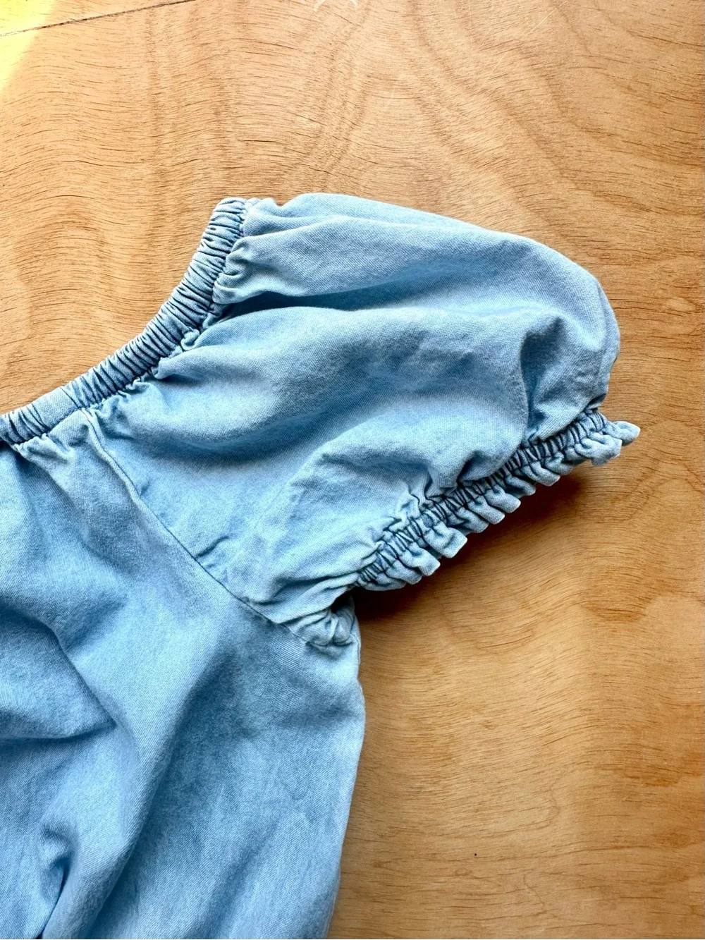 Gap Kids Girls 14-16 Chambray Romper Puff Sleeve Tie Waist 100% Cotton